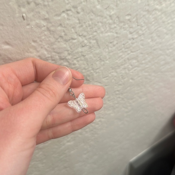 Handmade: Pair of Iridescent Butterfly Earrings - Picture 2 of 5